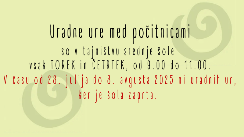 Uradne ure med počitnicami